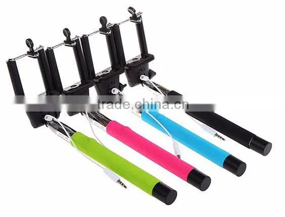 wholesale wired monopod selfie stick headphone cable control
