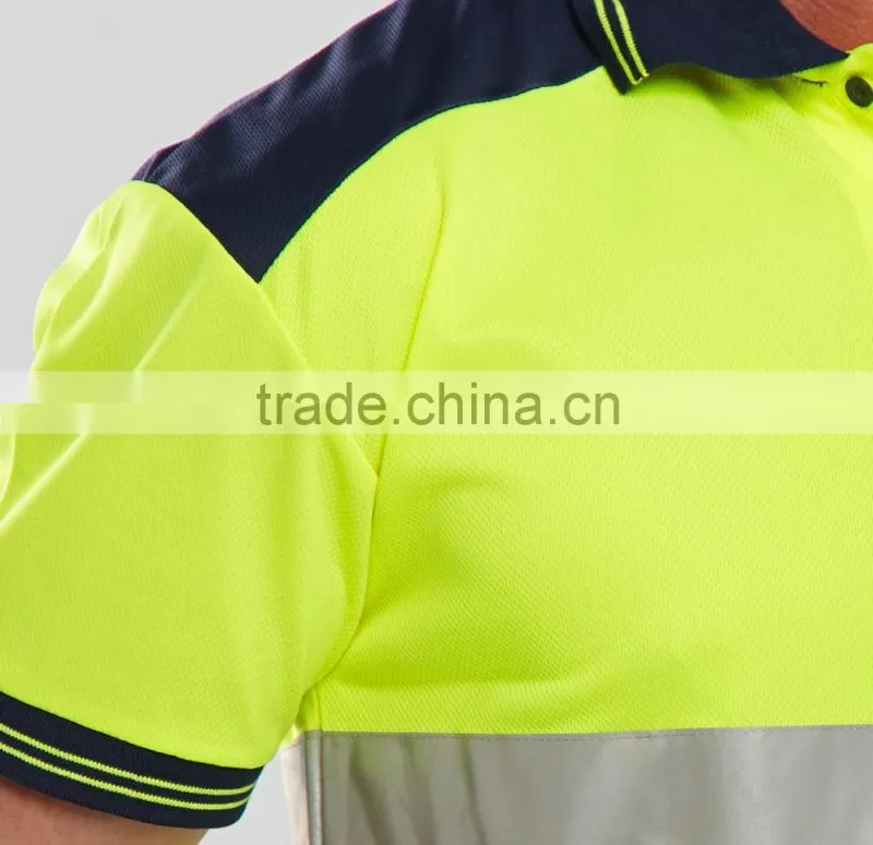 men long sleeve hi vis yellow safety workers polo shirts
