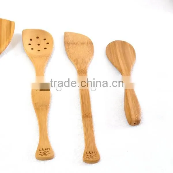Eco friendly bamboo wooden serving fork and spoon