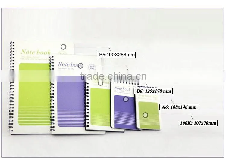 2015 hot sell double cover cheap spiral notebook A7 A6 A5 B5 wholesale