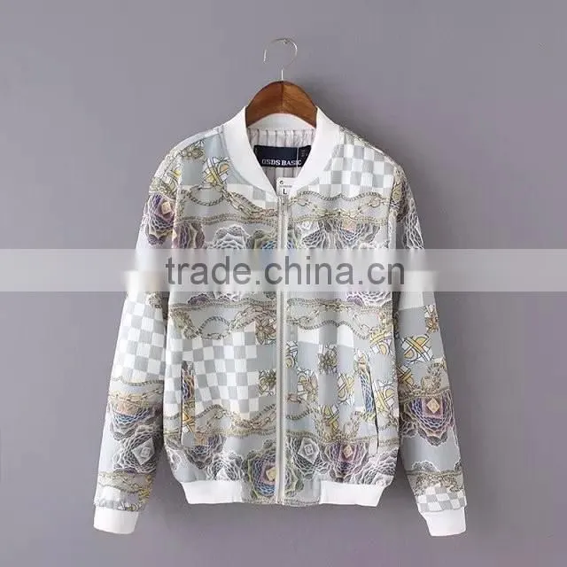 cheap china wholesale clothing floral print baseball coat