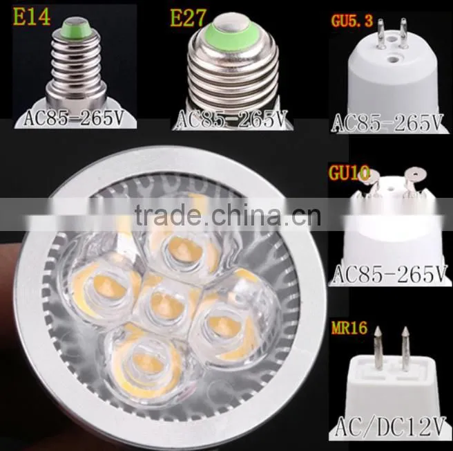 GU10 GU5.3 E27 E14 MR16 15W 5*3W LED Sport light lamp High Power bulb