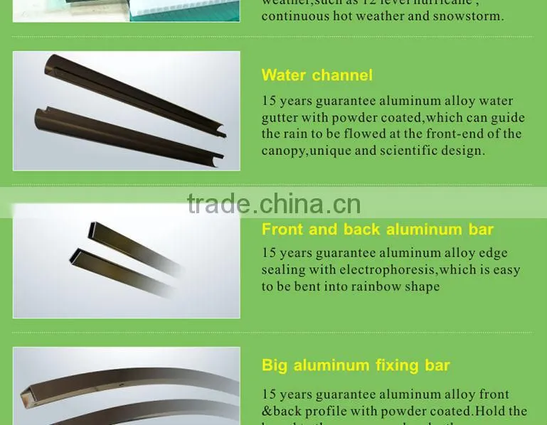 Factory price! Euro-design! outdoor polycarbonate aluminium awning parts size 1200x1600mm