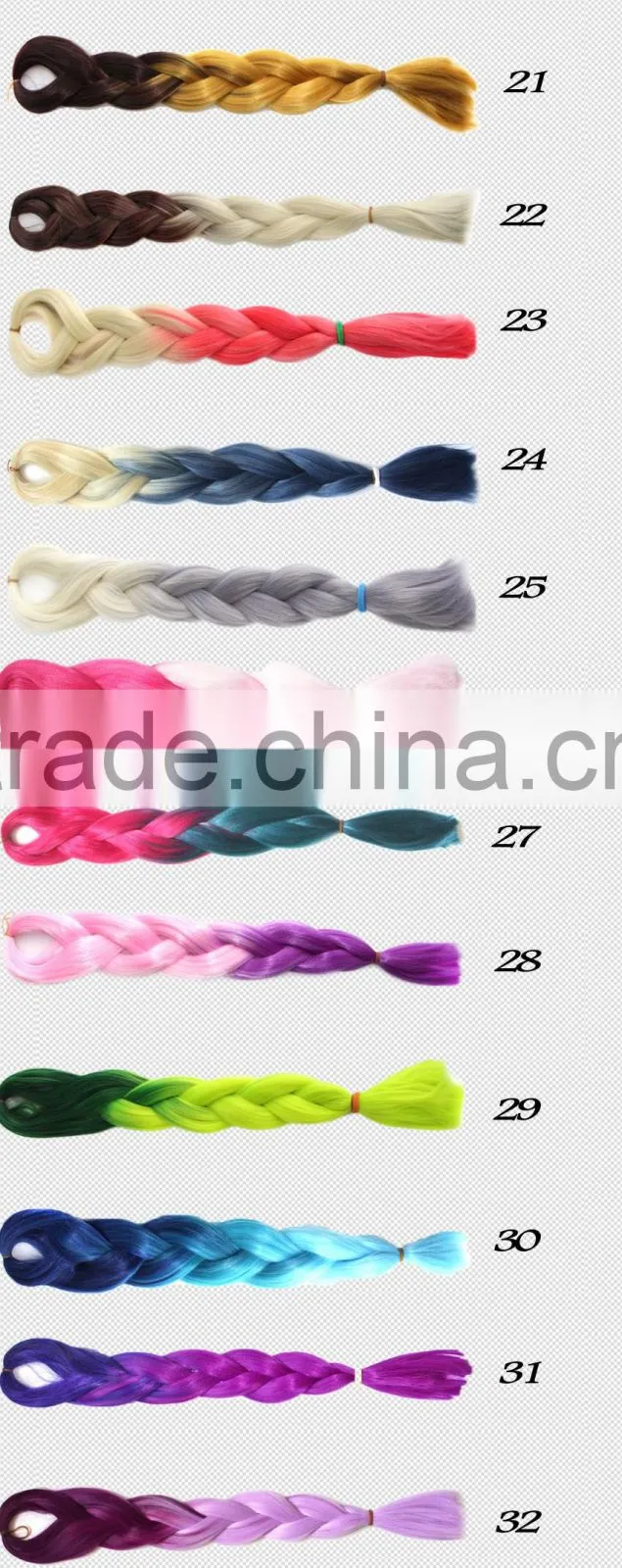 factory wholesale Japanese synthetic fiber ombre jumbo braid hair,havana mambo twist 12 inch