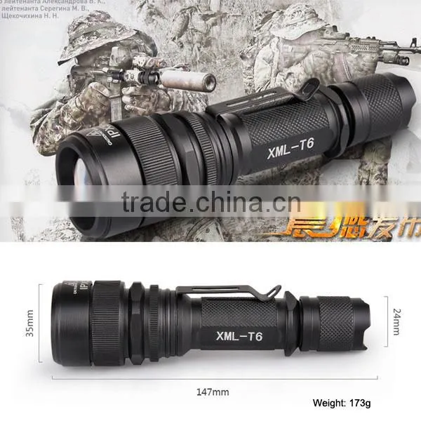S16 IPX5 Waterproof 18650 Rechargeable 400lumens T6 LED High Power Police Security Led Flashlight