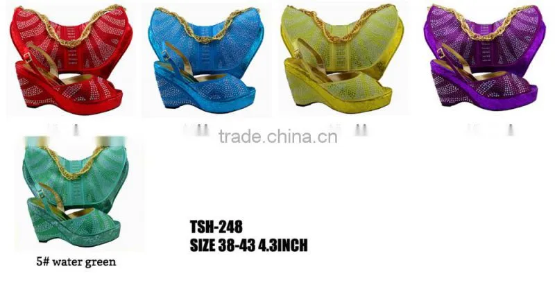 2016 Top Fashion ankara fabric African Wax Shoes And Bags ladies shoes and matching bags african shoes and bag set