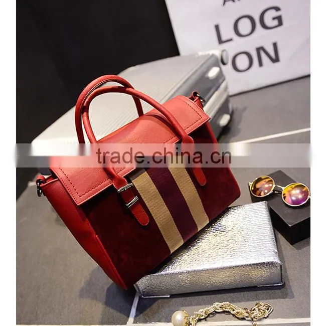 Ladies grinding yarn bag new colour bar bags factory pu hand bags pu tote guangzhou bag factory contrast color handbag