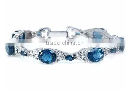 Blue Topaz GP 925 Silver Dangle Earrings