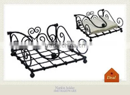Metal antique scroll heart shaped napkin holder