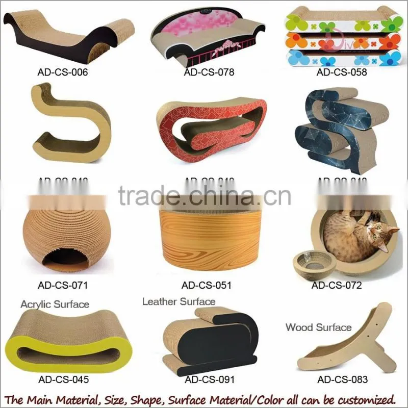 Wholesale pet toy product manufacturer corrugated indoor cat house cardboard cat scratcher with catnip
