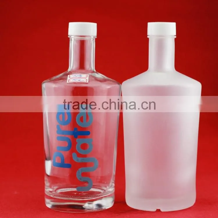Shining black glass 500ml juice bottles with printing bottles cooktail bottles