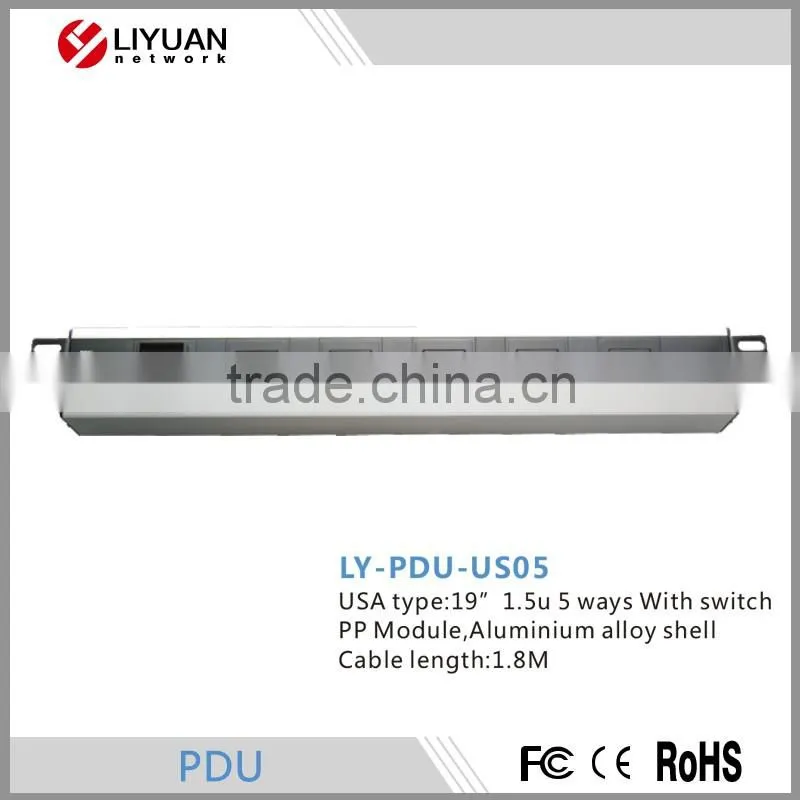 LY-PDU-US05 Safewell 19inch 1.5u basic server rack PDU with switch
