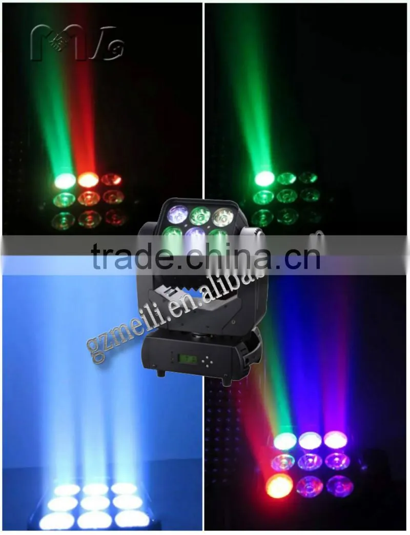 Professional Lighting 9pcs 12w 4 in 1 Matrix Led Moving Head