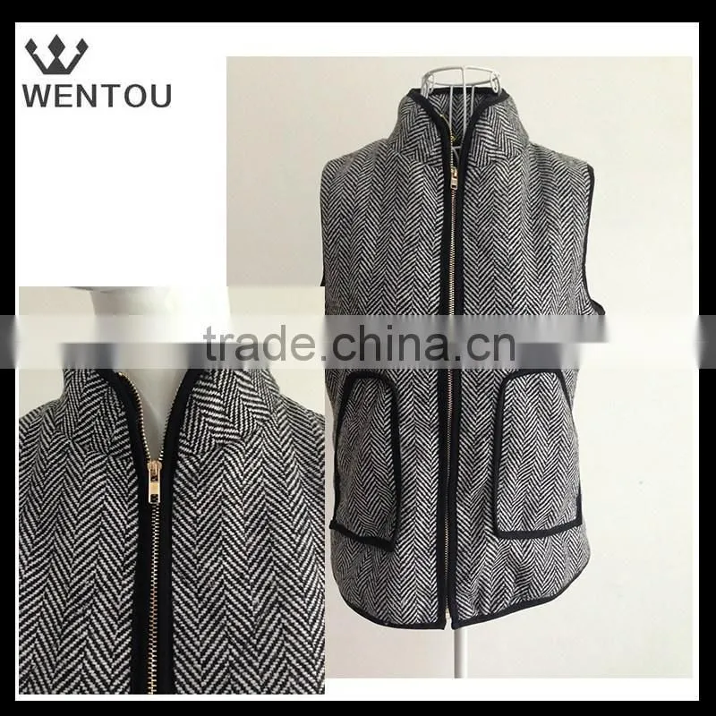 Ladies Fur Leather Trim Monogram Fur Vest