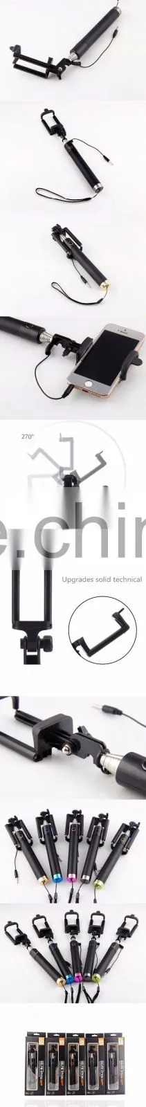 Hot selling fashionable multifunctional composite mini monopod foldable selfie stick with wire
