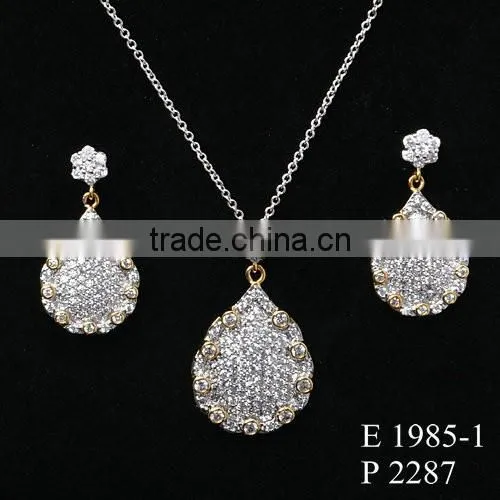 New arrival fashion costume jewelry set new designs zircon alibaba jewelry