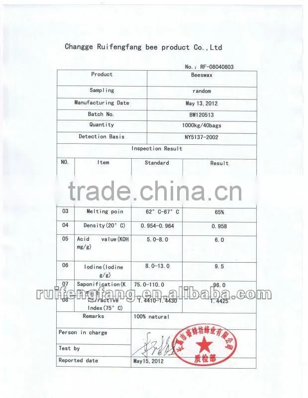bulk yellow beeswax granule wholesale from Chinese GMP work shop factory