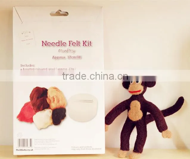 2016new DIY craft kit for lovely cute Monkey dry needle felting kit