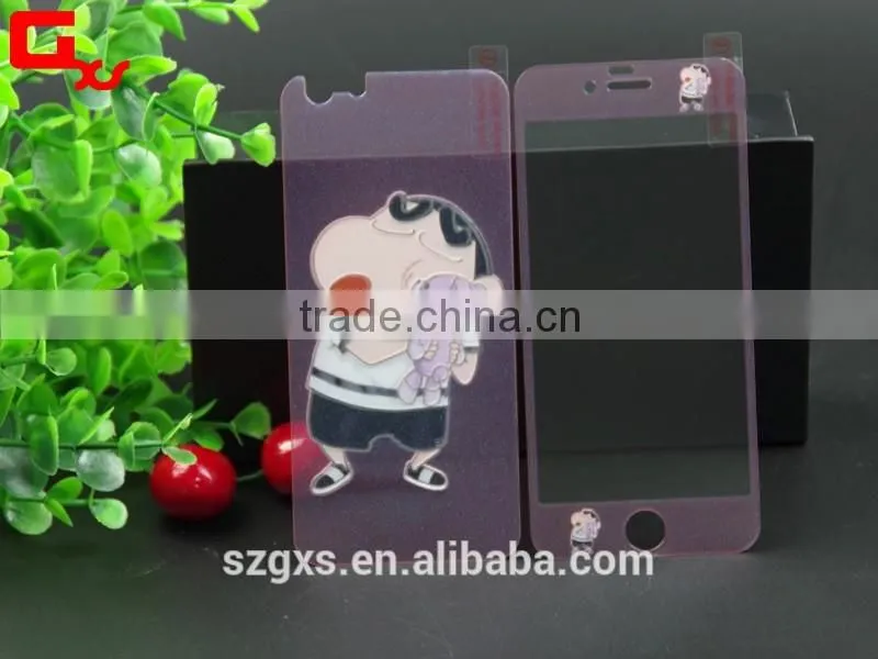 Doraemon and Crayon Shin-Chin color cartoon pictures on the glass screen protector for iphone 6S
