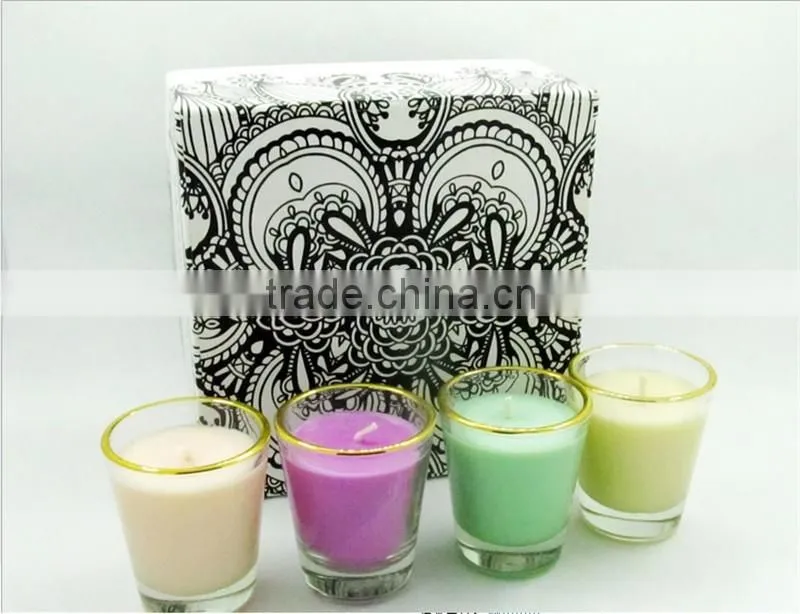 Rectangular luxury customized logo cardboard printed box for 4 candles with insert holder,candle packaging box
