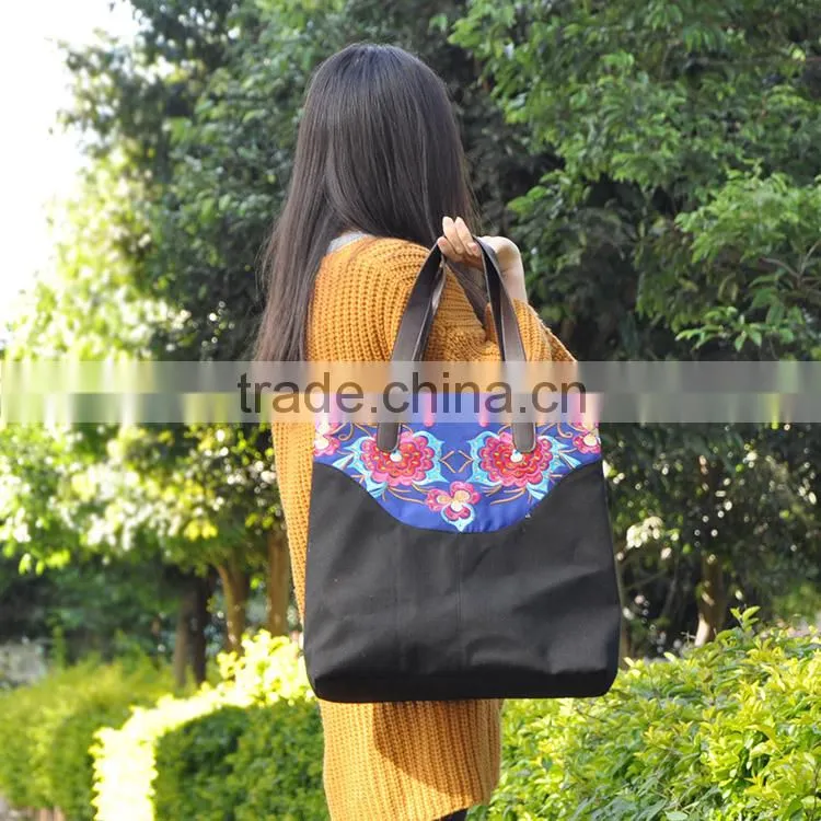 Luckybag Fancy Canvas Shopping hand bag wholesale women beautiful handbags,coloful lady shoulder bags