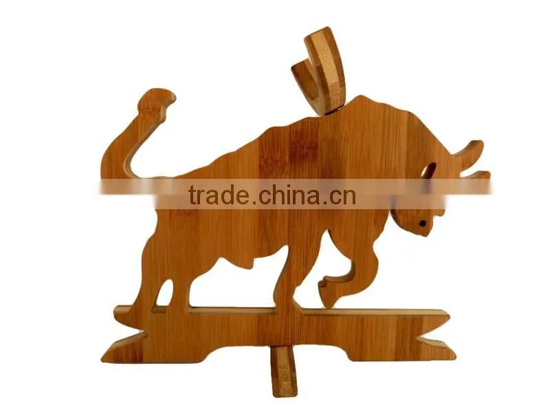 WR027/100% Bamboo Material Hot Sale Bull-Shaped Folding Bamboo Wine Rack