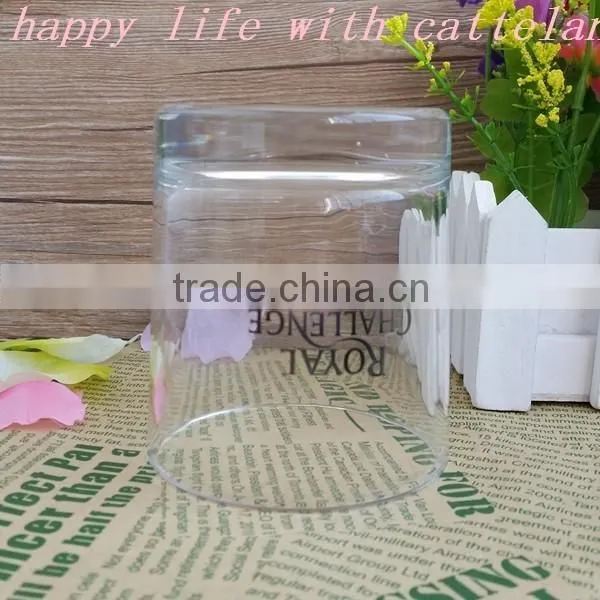 Transparent drinking glass cup with printing
