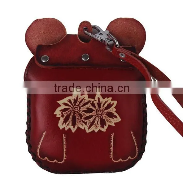 Wholesale High quality Pure hand-made genuine leathter animal coin purse