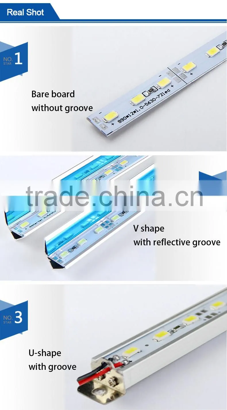 LED Bar 5730 300mm 12V Hard Rigid Strip LED Light 72/90 leds/m, Aluminium V-Shape Non-Waterproof Jewelry Counter LED Lamps