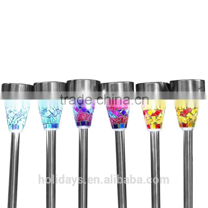 H40cm Mosaic Border Stainless Steel Solar Garden Light Garden for Decoration Christmas Gift