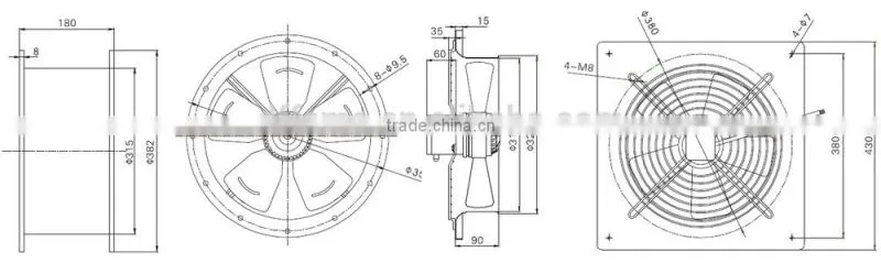 YWF small electric fan motor with external rotor