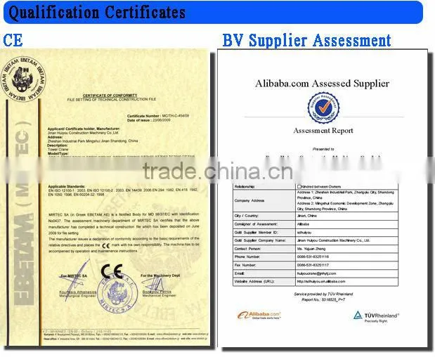 52m jib length hydralic telescopic Head-Top Tower Crane with 6t capacity