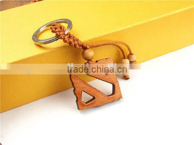 Dota 2 Blizzard custom keychain key rings wood carving keychain