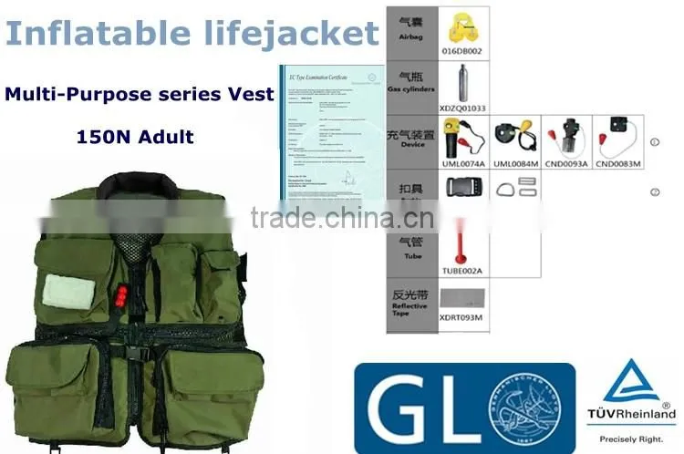 OEM 150N adult solas EC ISO12402 approved 150N inflatable life jacket life vest