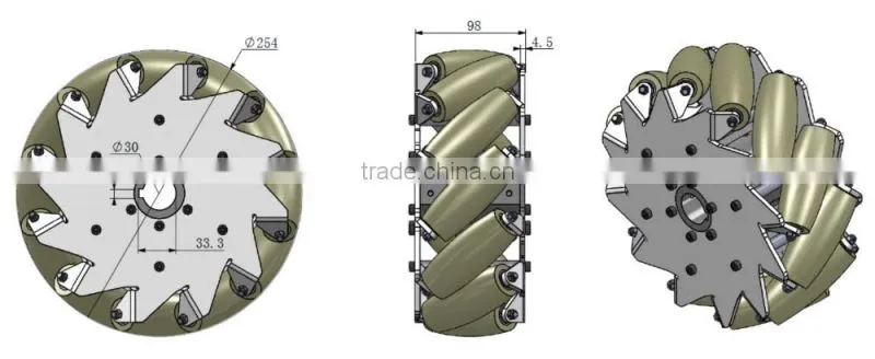 10 inch (254mm) Heavy duty Industrial mecanum wheel (professional custom,Payload:100kg/pcs)