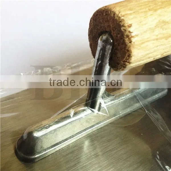 Stainless plastering trowel with wooden handle