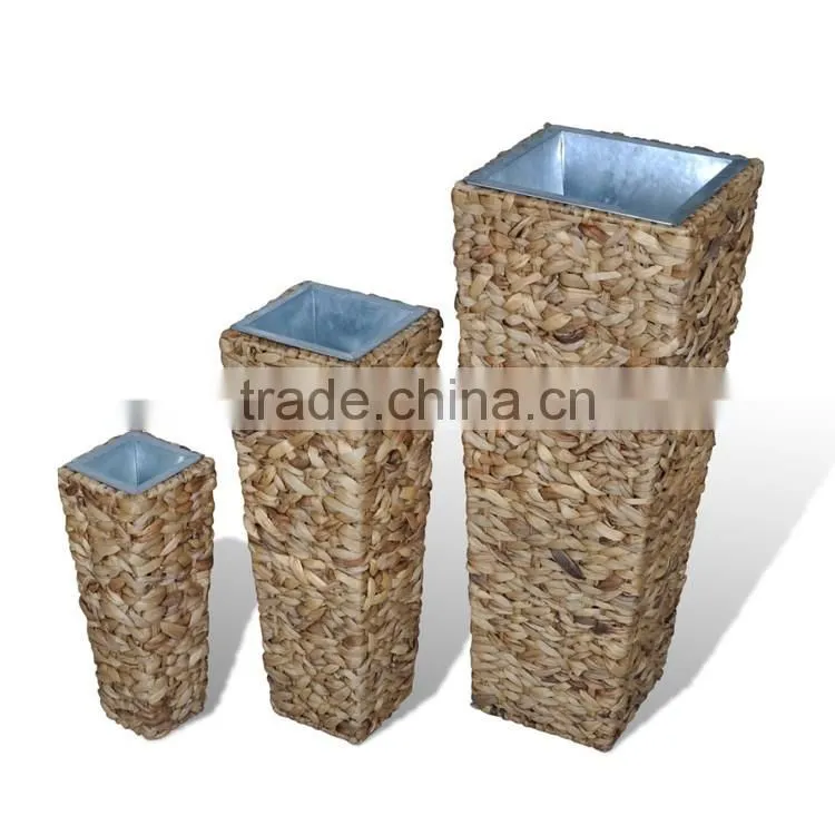 2016 new set of 3 black water hyacinth tall planters and pots