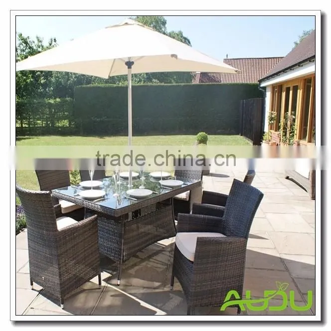 Rattan Winchester Rectangular Table & 6 Square Dining Chairs