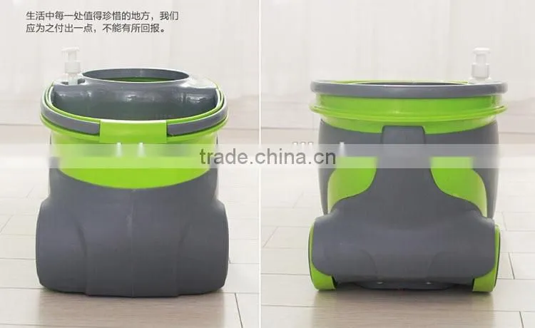 Portable Magic Mop with 2 wheels SS bucket Reusable spin Mop Heads