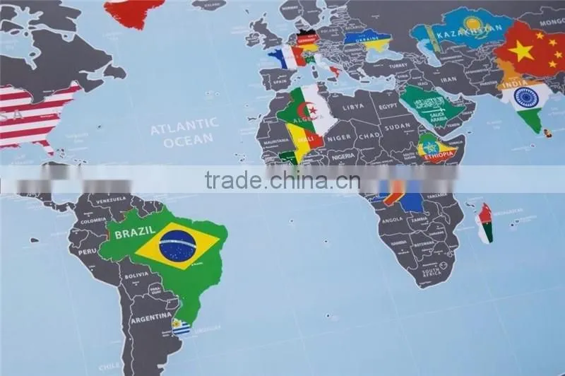 New World Map with Scratch off Flags Edition Tube Packaging Scratch travel world map AMA-13