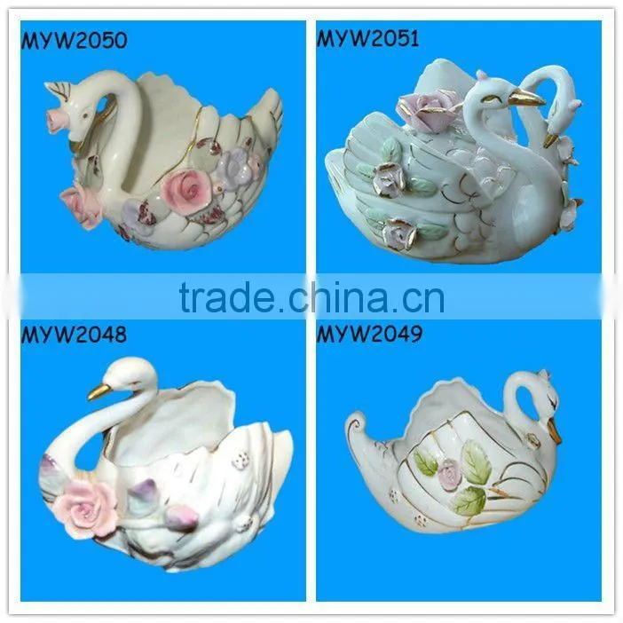 NEW decoration ideas Swan design ring plate or candy dish porcelain ceramic wedding vase