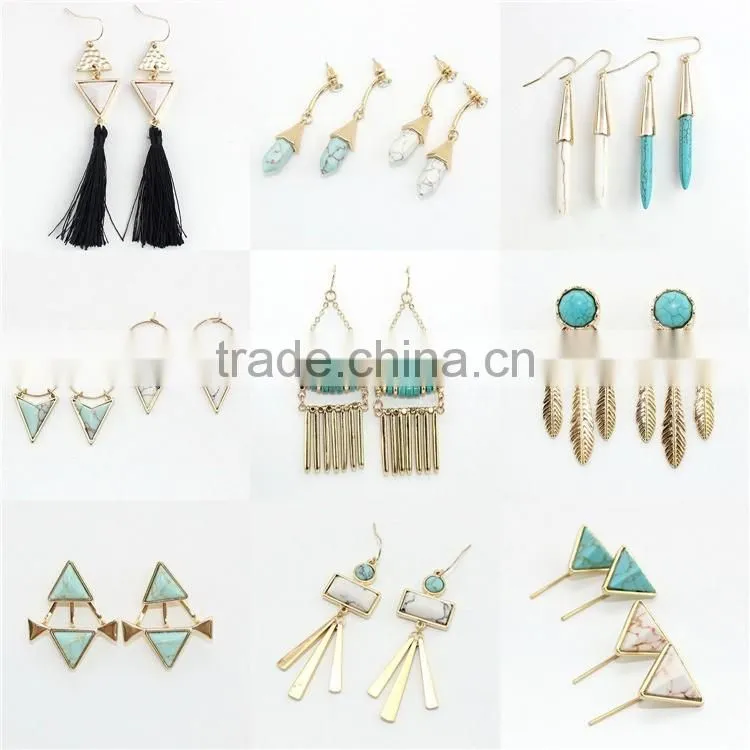 Lovely gemstone earrings turquoise crystal point earrings