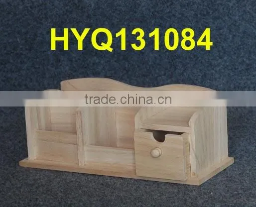 custom cheap natural unfinished pine wood office desktop organiser