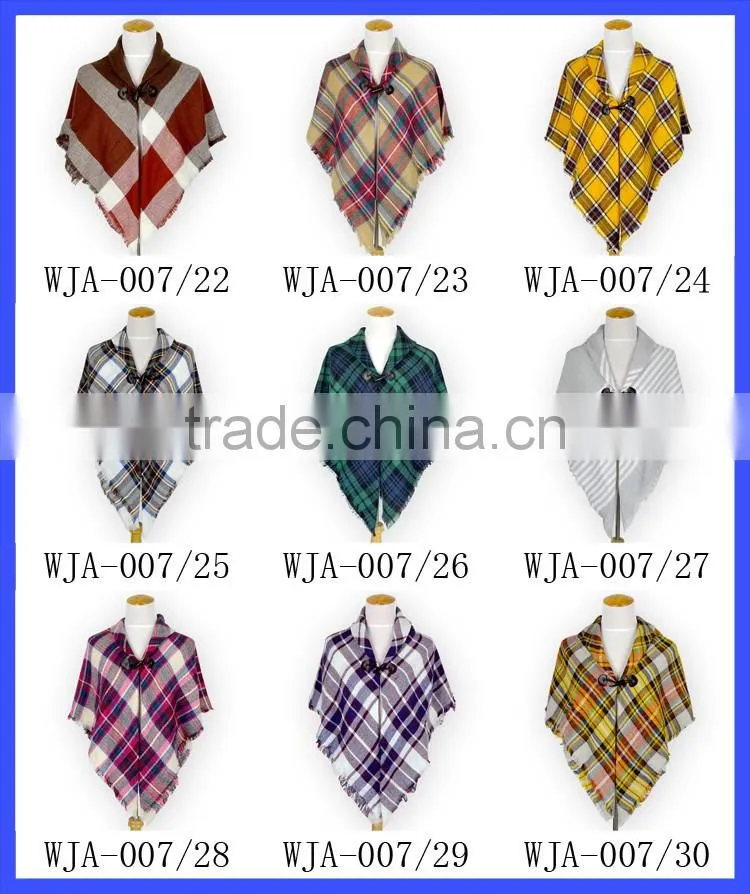 Wholesale Blanket Scarf Check Print Shawl Warm Cotton Cape Shawl