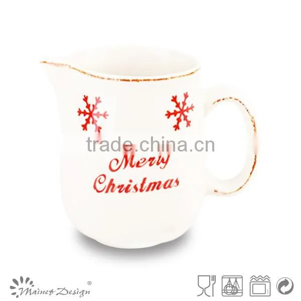 ceramic teapot, sugar pot and milk pot with santa design