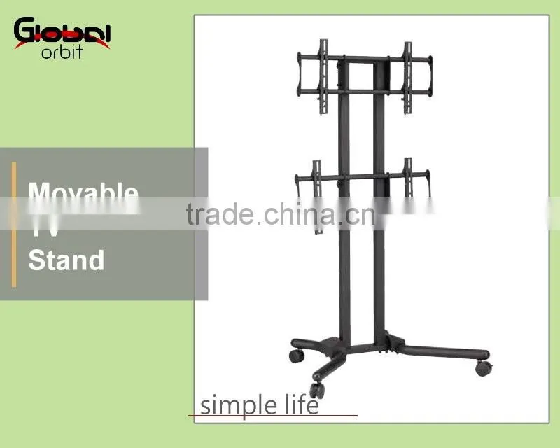 Adjustable in height monitor display stand, TV movable floor bracket stand