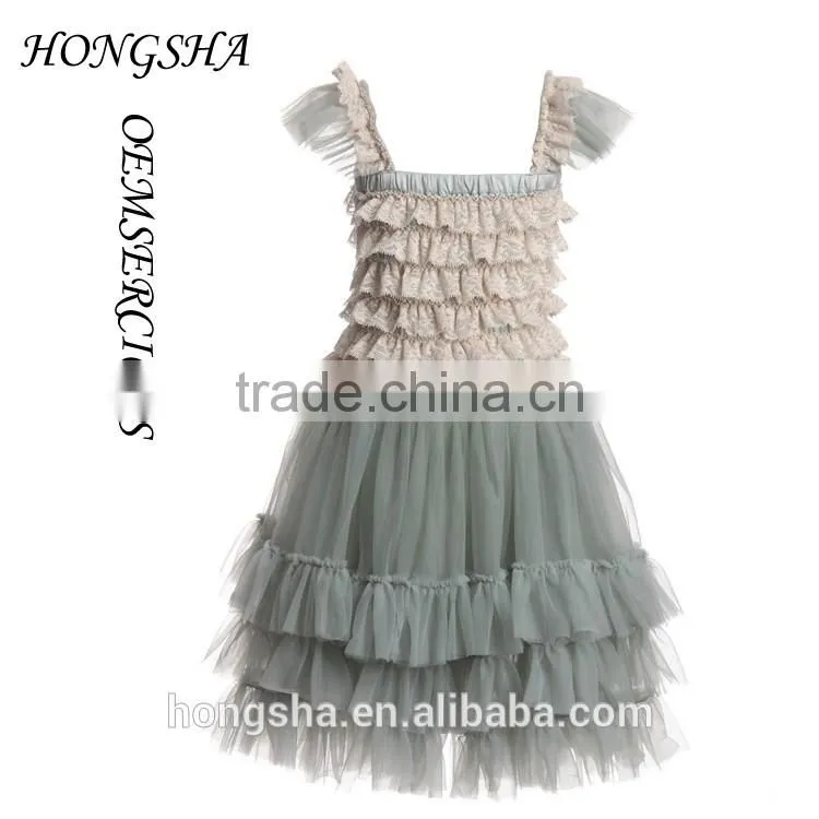 Blush Pink Ballroom Lace Tulle Dress Removable Overskirt Baby Girl Wedding Bridemaid Dress HSD7835