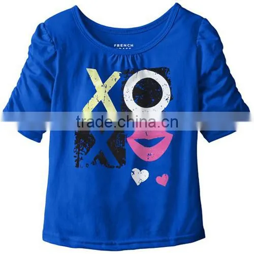 Customized Cute Printed Little Girls' short Sleeve T-shirt