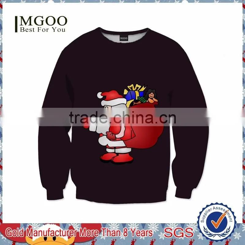 MGOO 2016 Christmas Oversized fit Sweatshirts100% Cotton Cartoon Printed Pullover Sweatshirt Screen Printing Christmas Clothing