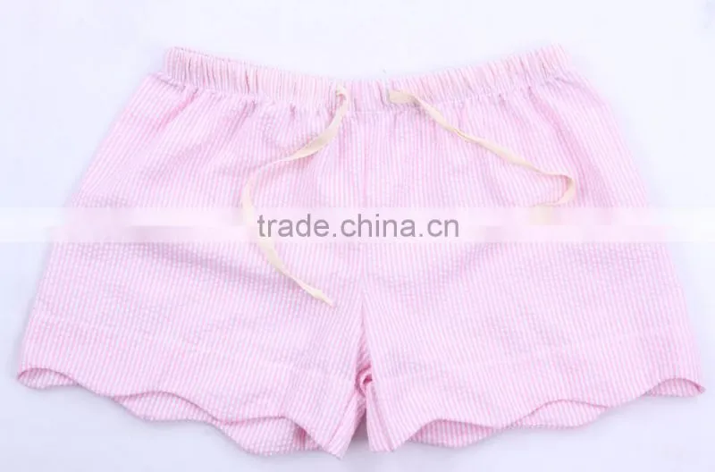 New Arrival Fashionable Scalloped Monogrammed Seersucker Shorts